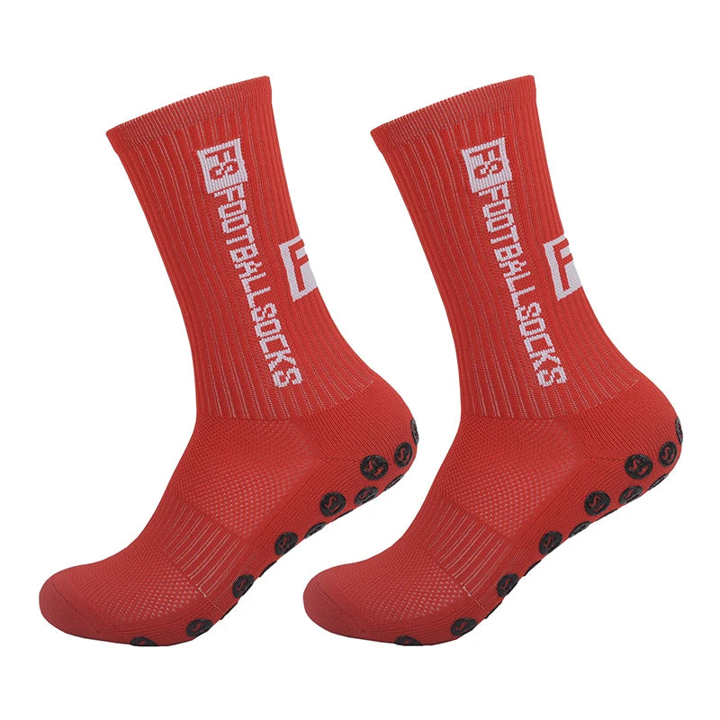2025 New Anti-Slip Tape Design Football Socks Mid-Calf Non-Slip Soccer Sport Cycling Sports Men's Women Sock Grip Yoga 1 Pair