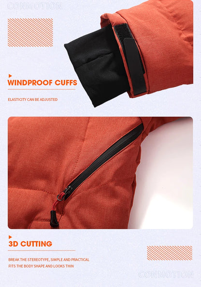 Chaqueta de plumón para hombre, abrigo de invierno de pato blanco, parka cálida y resistente al viento, para viajes y acampadas, nueva, gruesa, de color sólido, con capucha.