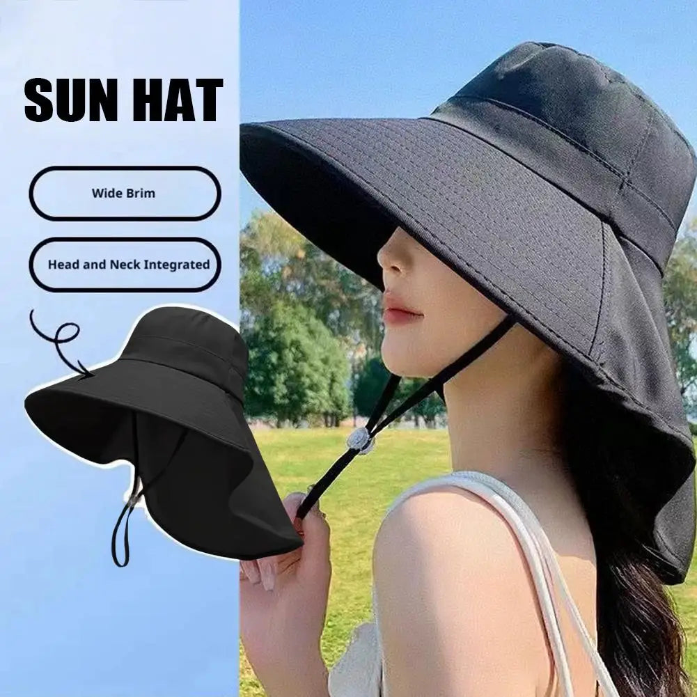 Protection Sun Hat Polyester Fiber Wide Brim with Neck Cover Cooling Quick Dry for Beach Hiking Fishing Gardening Outdoor Activities