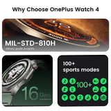 Smartwatch OnePlus Watch 4 – Tela LTPO AMOLED, GPS Dual, Resistência Militar e Bateria de Longa Duração