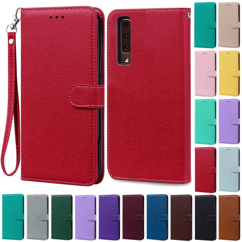 Funda de cuero de lujo con tapa para Samsung Galaxy A7 2018 (SM-A750F)