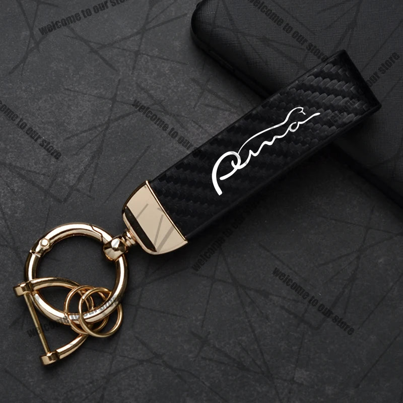 Car Keychain For PUMA ST Cougar Wolf MK3 MK4 MK5 MK6 Logo Carbon Fiber Leather Zinc Alloy Emblem Key Chain Accessories