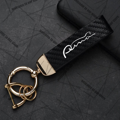 Car Keychain For PUMA ST Cougar Wolf MK3 MK4 MK5 MK6 Logo Carbon Fiber Leather Zinc Alloy Emblem Key Chain Accessories