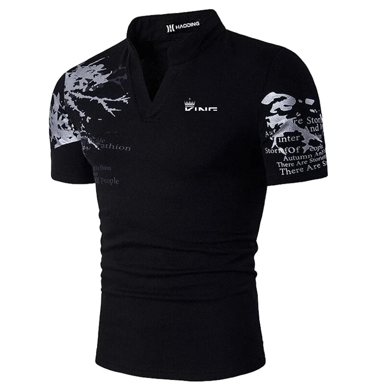 Camisa polo masculina camisa de golfe estampas gráficas com decote em v ao ar livre rua manga curta impressão roupas esportes moda streetwear designer
