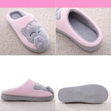 Women's Winter Warm Slippers Cartoon Cat Shoes Furry Plush Slides Round Toe Flats Indoor Home Bedroom Floor Slippers Ladies Shoes