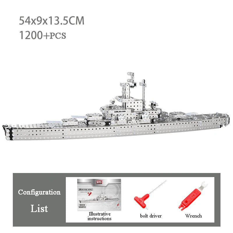 Children DIY Metal 3D Assembly Building Blocks Aircraft Warship Model Screw Nut Metal Toys Adult High-Difficulty Puzzle