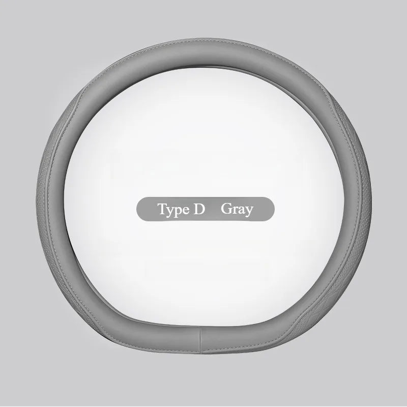 Napa Leather Perforated Patchwork Car Steering Wheel Cover, Non-slip, Breathable, Universal 15 Inch (Approx. 38cm)