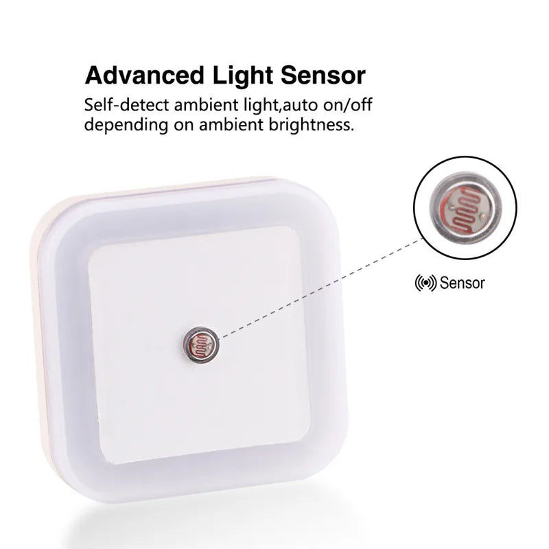 Luz Noturna LED Sem Fio com Sensor – Mini Luz de Tomada (Padrão UE/EUA) para Decoração e Iluminação de Quartos (Infantil e Adulto) e Salas