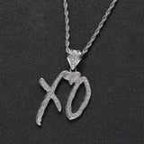 Bing Iced Out XO Colar Pingente de letra de zircônia cúbica para homens e mulheres Hip Hop Street Rock Rap Party Jewelry