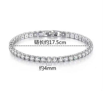 Pulsera de tenis de moissanita auténtica de 3 mm D VVS, con brillo de diamante, sólida S925, joyería para boda, regalo para mujer.