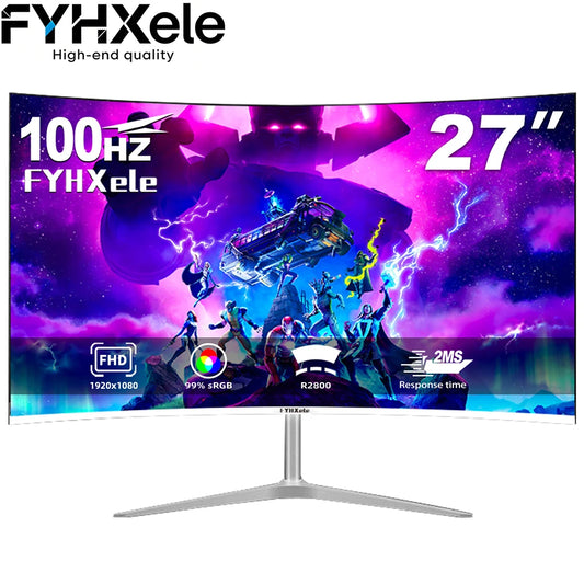 FYHXele 27" Curved Screen Gaming Office Displays Freesync/Gsync 1080P 99%sRGB 100HZ MVA VESA Low Blue Light&Flicker-Free Monitor