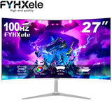 FYHXele 27" Curved Screen Gaming Office Displays Freesync/Gsync 1080P 99%sRGB 100HZ MVA VESA Low Blue Light&Flicker-Free Monitor