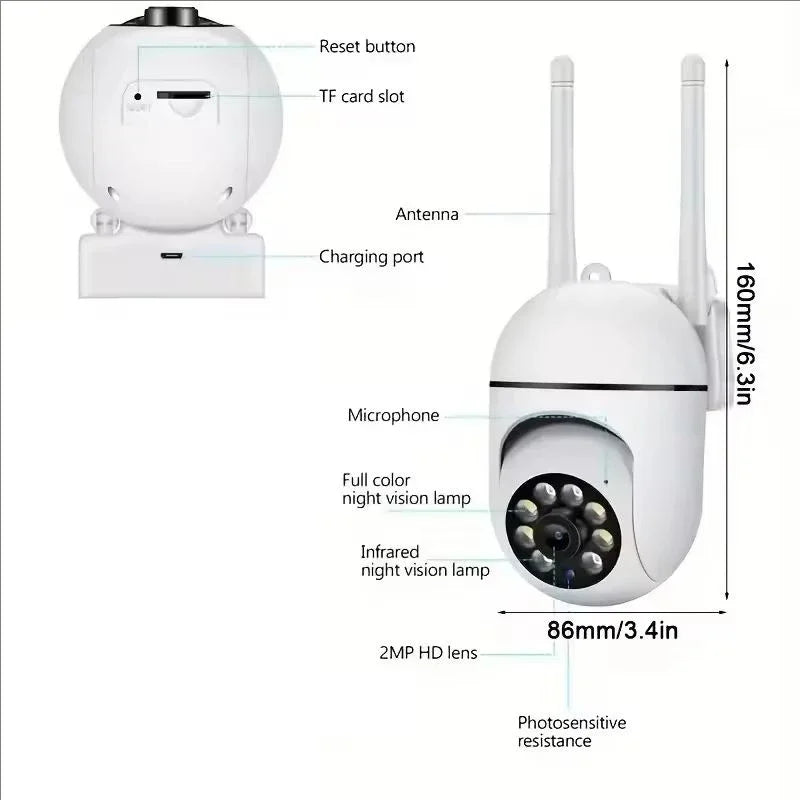 3MP WiFi IP Outdoor Cameras Surveillance Video Human Detection 4X Digital Zoom CCTV Security Wireless Monitor Audio Night Vision