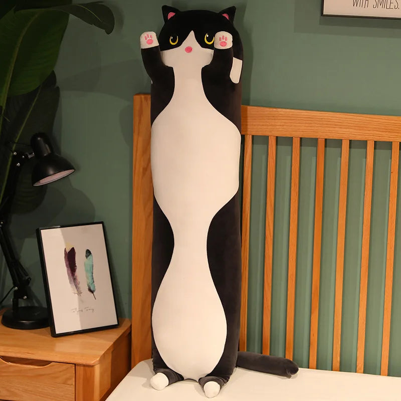 Peluche de gato largo, suave y divertido, de 50/70/90/110/130 cm, ideal para la oficina, la siesta, la cama, el sueño y la decoración del hogar, ideal como regalo para niñas y niños.