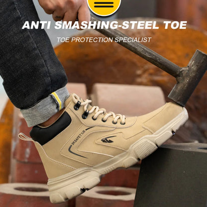 Steel Toe Safety Shoes Men, Anti-Puncture Anti-Smash Non Slip Industrial Work Boots Lightweight Kevlar-Midsole Protective Shoes