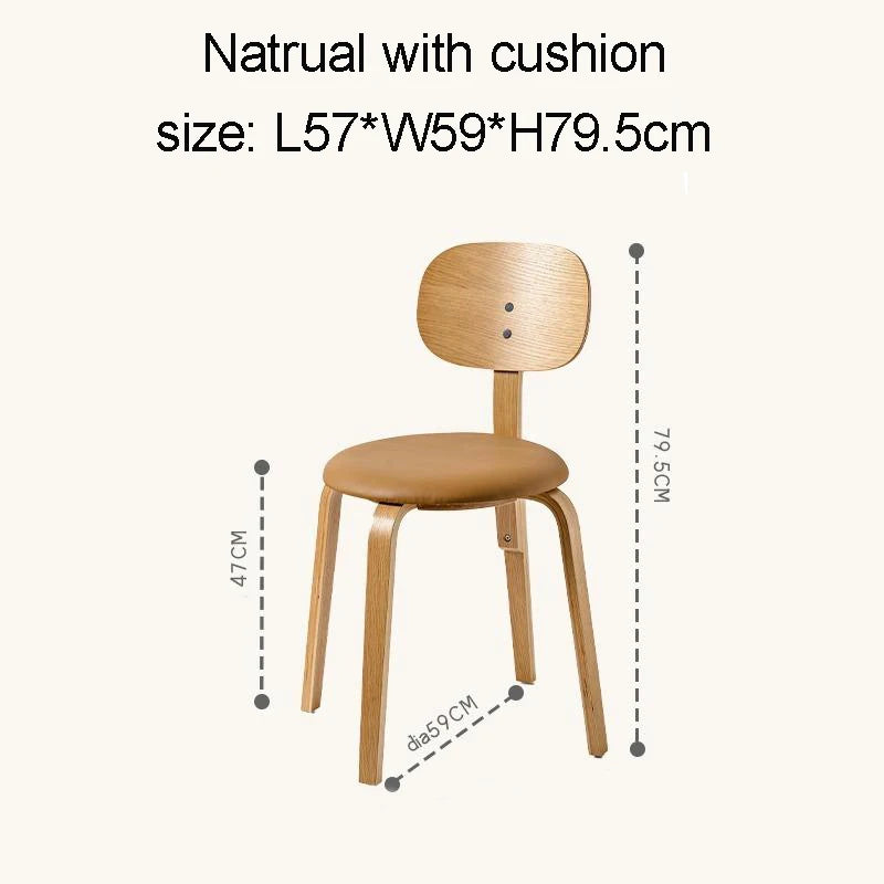 Nordic Plywood Dining Round Seat Stackable Vintage Curved Backrest Chair
