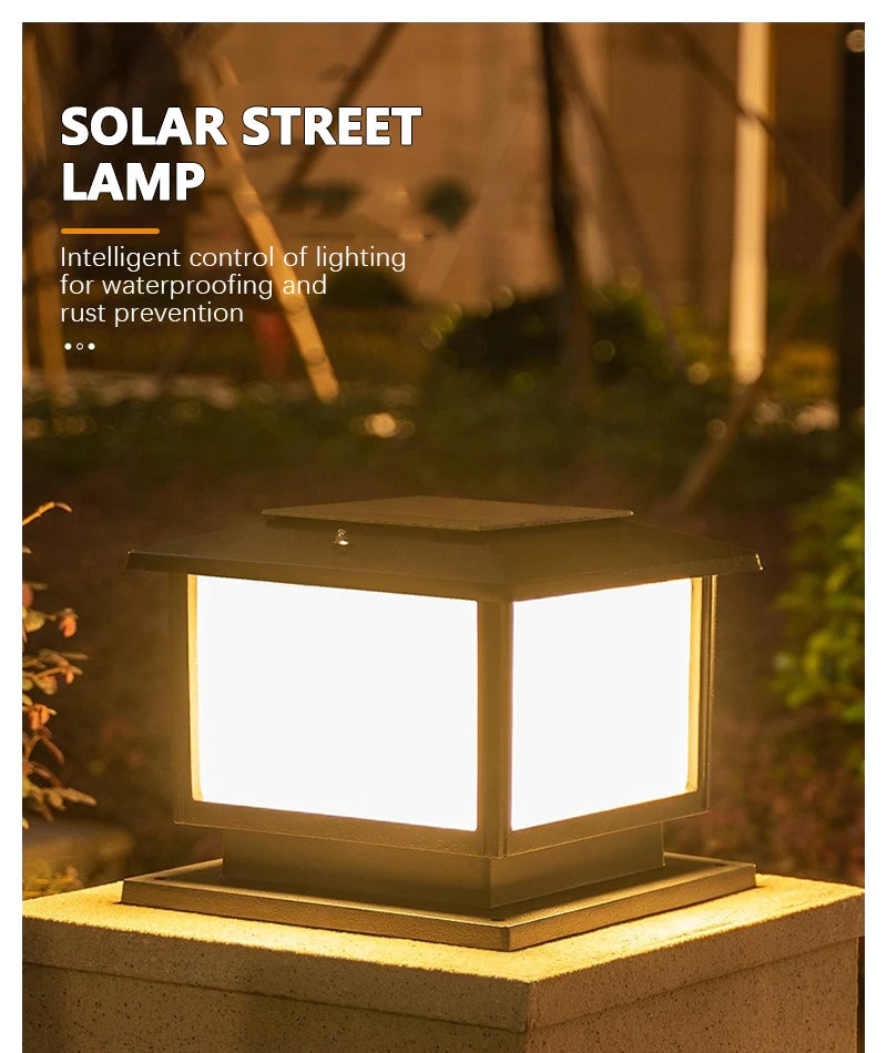 LED Solar Column Light Waterproof Solar Light Outdoor Remote Control Garden Sunlight Fence Channel Outdoor Decorative Light IP65