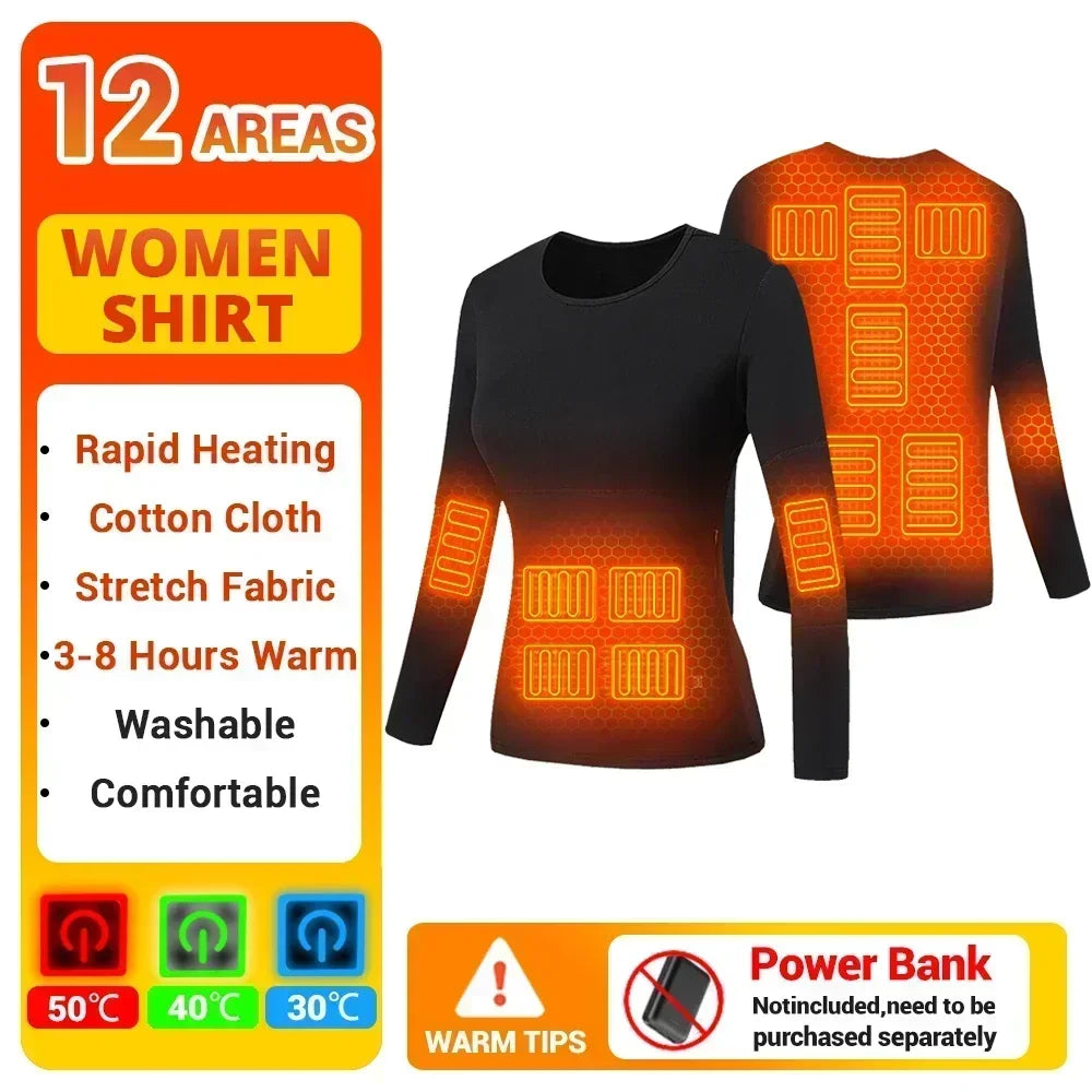 Winter Thermal Heated Jacket Men Vest Heated Underwear Men's Ski Suit USB Electric Heating Clothing Fleece Thermal Long Johns