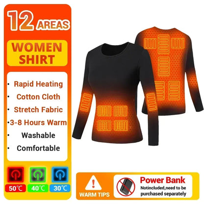 Winter Thermal Heated Jacket Men Vest Heated Underwear Men's Ski Suit USB Electric Heating Clothing Fleece Thermal Long Johns