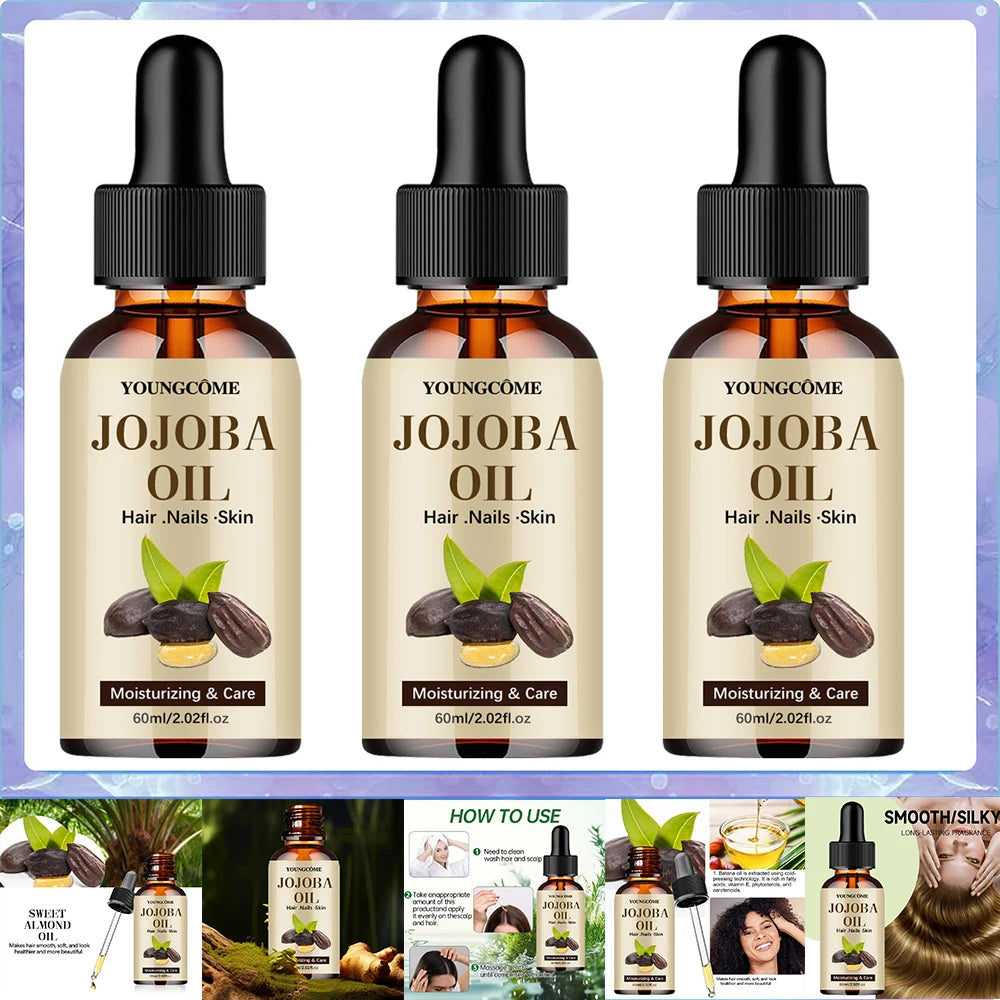 Óleo de Jojoba Orgânico, Óleo Hidratante Puro para Rosto, Cabelo, Pele e Unhas | Óleo Carreador Natural Prensado a Frio e Livre de Hexano