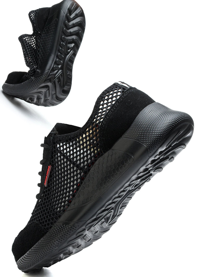 Breathable Men Work Shoes Summer Safety Shoes Lightweight Protective Sneakers Safety Steel Toe Shoes Men Puncture-Proof boots
