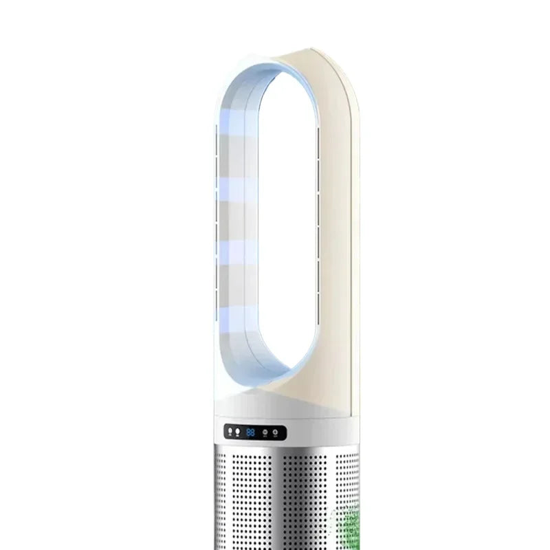 German dualpurpose cooling and heating bladeless fan, household silent small warm air heater, vertical floor standing electric