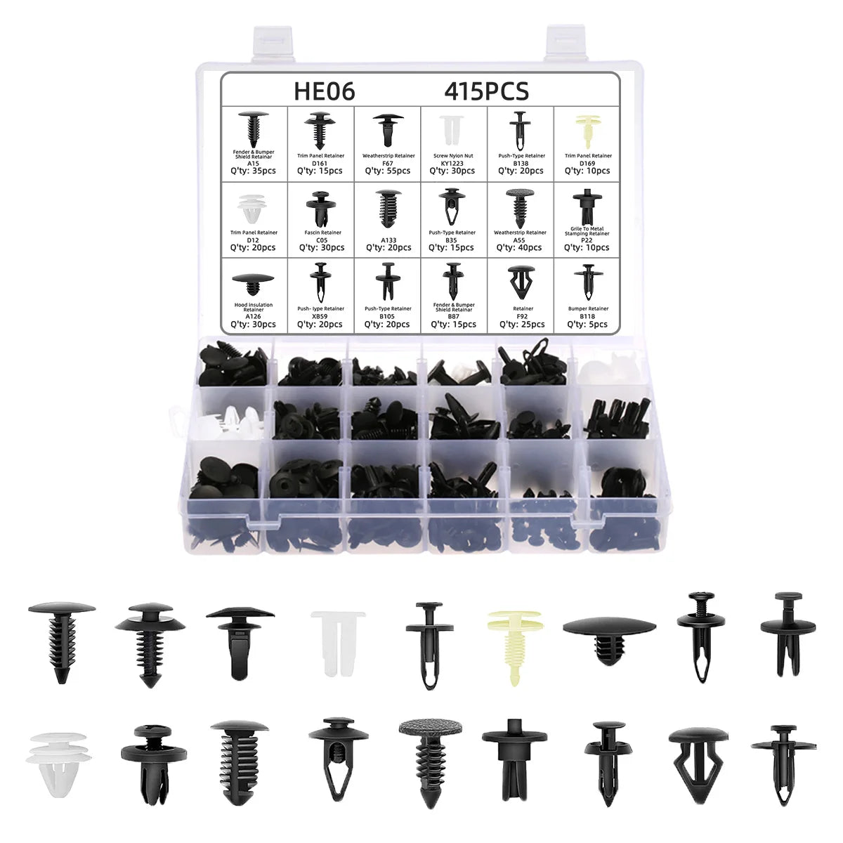 Auto Plastic Bumper Fastener Rivet Retainer Push Type Engine Cover Fastener Fender Car Door Trim Panel Clip