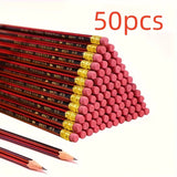 HB Wooden Pencils with Erasers -  Red & Black Barrels for Writing Drawing and Sketching - Ideal for Students and Office Supplies