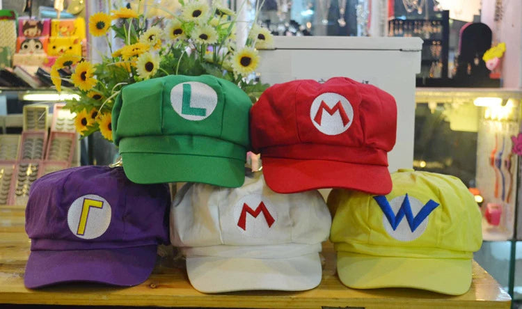 Game Super Mario Bros Luigi Plumber Cosplay Demo Hat Waluigi Wario Odyssey Cartoon Sunhat Halloween Party Hat Accessories Props