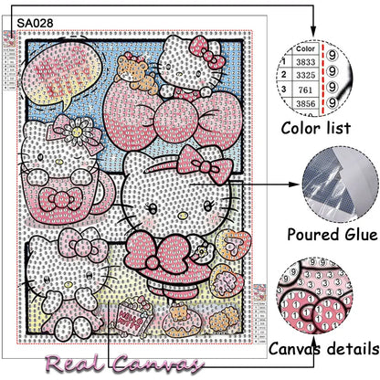 Sanrio Diamond Painting New Hello Kitty Kuromi Full Round Diamond Mosaic Art 5D DIY Cross Stitch Kits Home Decor with Frame