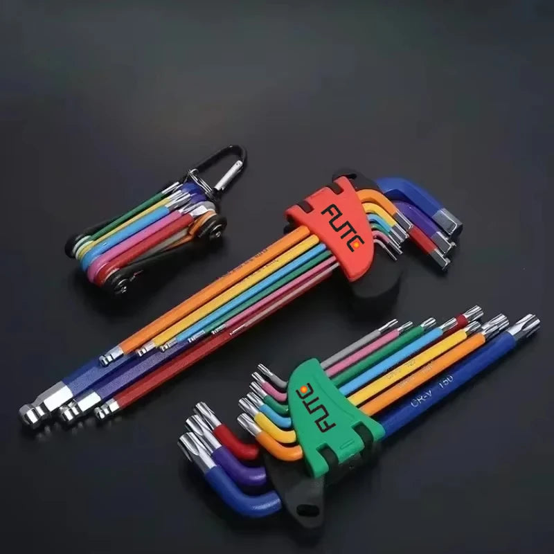 FUTE Allen Key Set L Wrench Kit for Allen Screw 9PCS Long Arm Hex Key Set 1.5mm To 10mm Hex Spanner Hand Tools Bicycle Repair