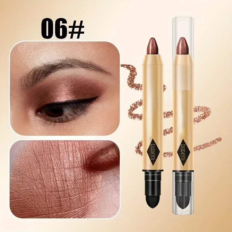 Eyeshadow Stick Pencil Waterproof Glitter Matte Eyeshadow 2 in 1 Pearly  Makeup High Pigmented Eyelid Under Crease Eyeshadow Pen