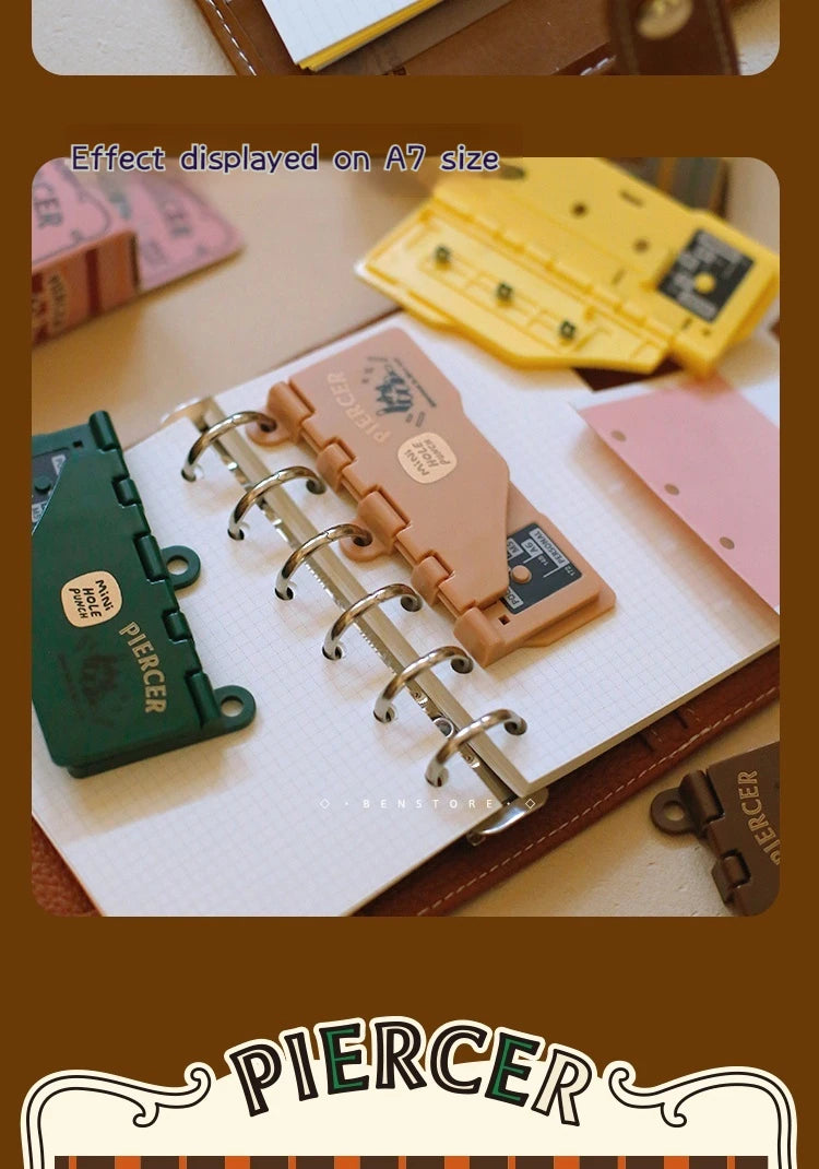3-Hole 4mm Card Hole Punch Limited Edition Loose Leaf Notebook M5/A7 Portable Binder Punching Machine Office Supplies For 1paper