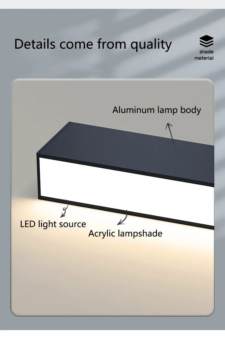 Modern Long Strip Ceiling Light Surface Mounted Minimalist Aisle Lamp Living Room Bedroom Kitchen Home Office LED Lighting