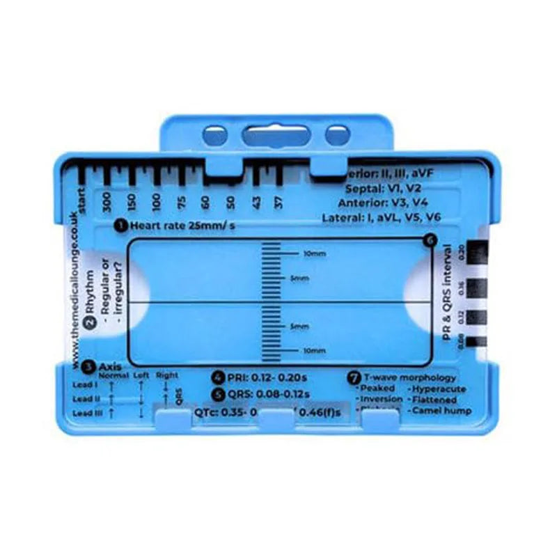 ECG 7 Step Ruler, Ruler Card for ECG/EKG Interpretation, Portable Pocket ECG EKG Reference Guide with Sheath, Emergency tool