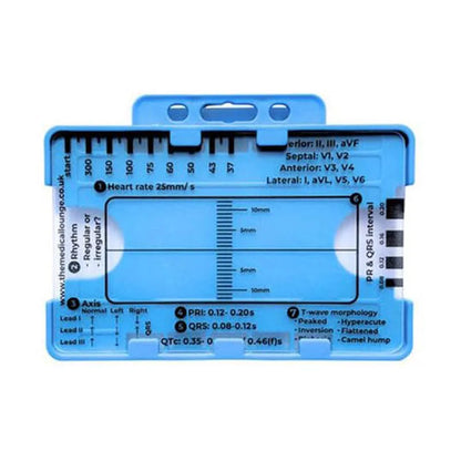 ECG 7 Step Ruler, Ruler Card for ECG/EKG Interpretation, Portable Pocket ECG EKG Reference Guide with Sheath, Emergency tool