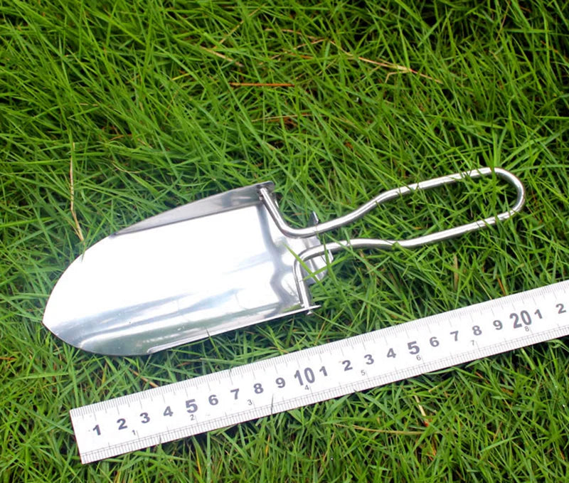 Mini Stainless Steel Garden Tools Collapsible Folding Shovel Camping Spade Gardening Tool Cloth Package