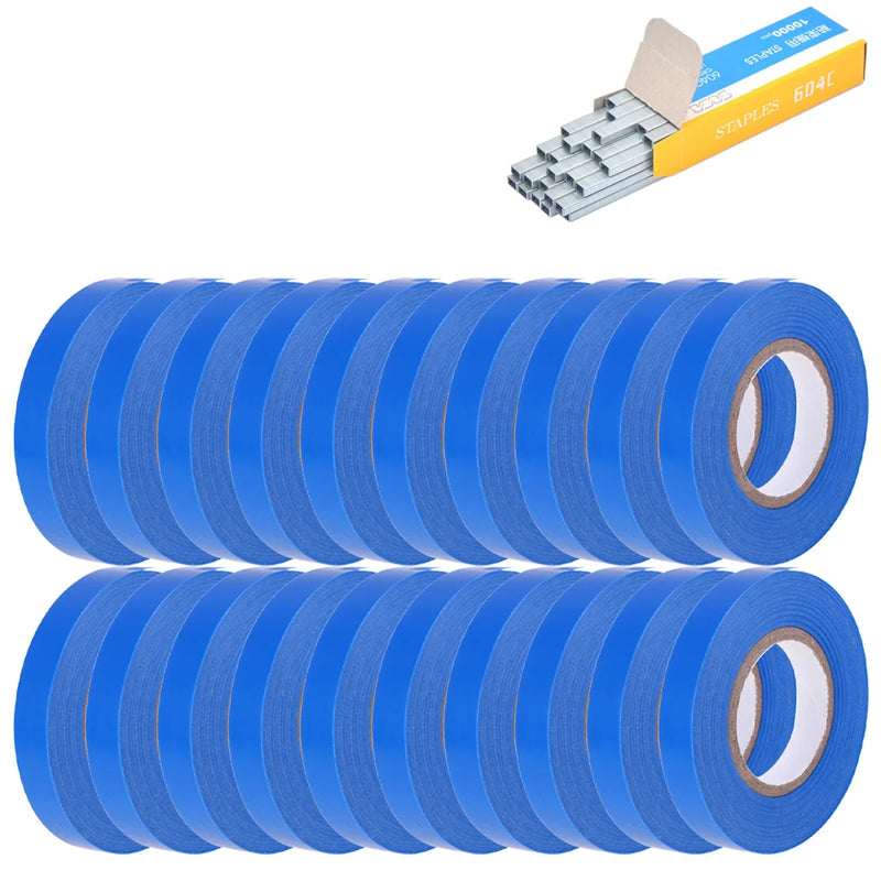 10/20Pcs Plant Branch Tie Tape Hand Tying Binding Tools with 1 Box Staple For Garden Tying Machine Vegetable Fruit Tree Tapenter