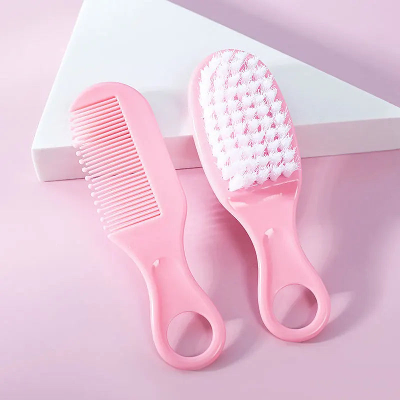 Juego de 2 cepillos y peines para bebé, portátiles, para recién nacidos y niños pequeños, cepillo de pelo suave, masajeador de cabeza, suministros para el cuidado del cabello de bebés y niños.