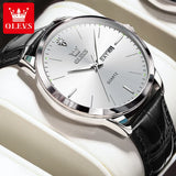 OLEVS 2935 Dual Calendar Quartz Dress Watch For Men Simple Original Leather Men's Watches Waterproof Luminous Business Hand Clock