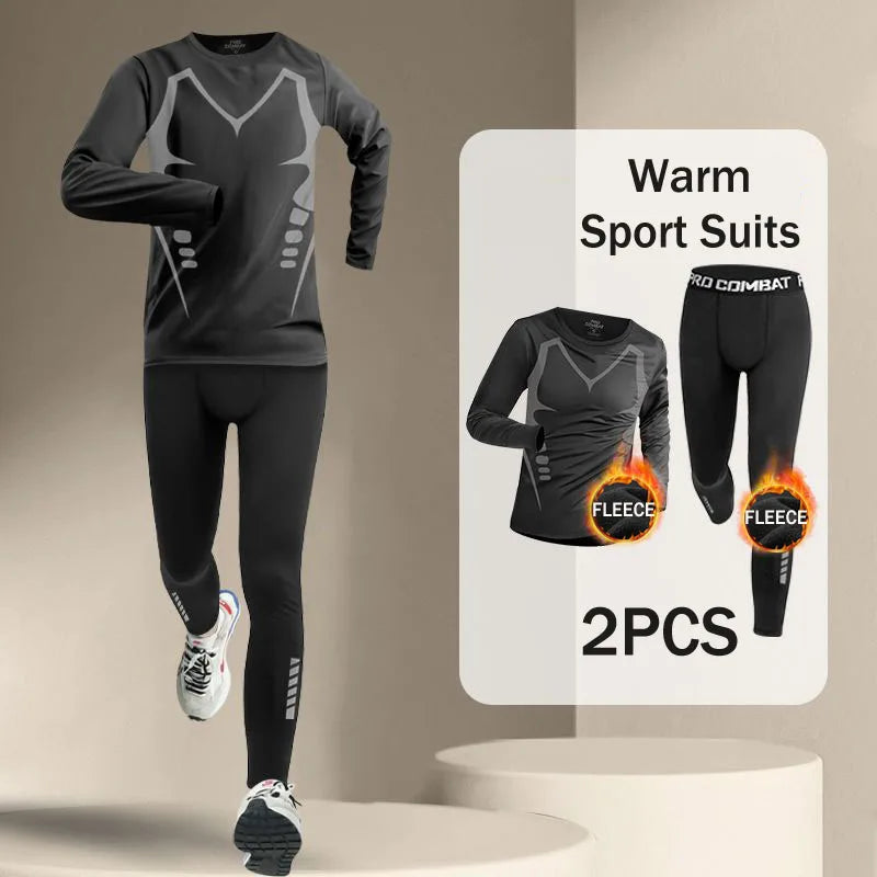 Conjuntos de running para hombre, de invierno, para exteriores, de 2 a 5 piezas, para fitness, trotar por la mañana, deportes, secado rápido, resistente al viento, ciclismo, entrenamiento, chándal