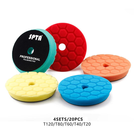 (Bulk Sales) SPTA 3"(80mm)/5"(125mm)/6"(150mm) Hex-Logic Car Sponge Polishing Buffing Pads For DA/RO/GA Auto Buffer Polisher