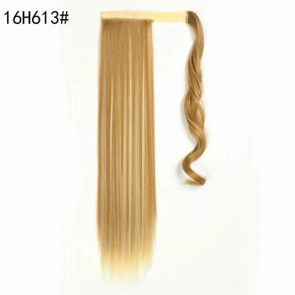 22 Polegada extensões de cabelo de rabo de cavalo reto sintético resistente ao calor envoltório em torno de pônei peruca para uso diário feminino