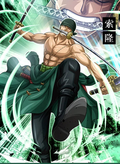 Anime Roronoa Zoro Cosplay Costume Uniform Green Coat Pants Head Scarf Roronoa Zoro Wig Earrings Halloween Carnival Men Clothes