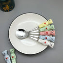 New Cute Bear Spoon Fork Ceramic Dessert Milk Fruit Salad Spoons Cartoon Flatware Kid Cutlery Tableware School Picnic Dinnerware