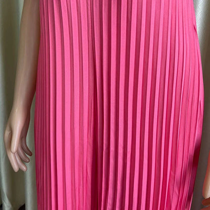 Elegant Pleated Jumpsuits & Rompers for Women V Neck Ruffles High Waisted Loose Floor Length Luxury Female Birthday Party Romper
