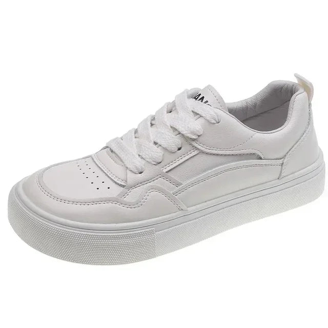 Pouco branco sapatos femininos tênis zapatillas novo respirável couro genuíno sapatos femininos casuais esportes sapatos de tabuleiro tênis