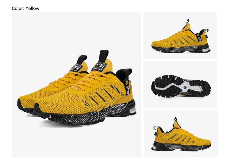 Baasploa Men Running Shoes Mesh Breathable Sport Shoes For Men Fashion Lightweight Casual Sneakers Non-Slip Lace Up Plus Size 50