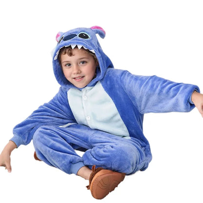 Lilo Stitch Cosplay Costume Boys Girls Spider Pajamas Plush Winter Warm Clothes for Boys Girls Halloween Christmas Gifts