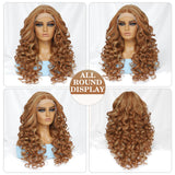 Black Brown Curly Wig Synthetic Lace Front Wigs For Women Blonde Orange Female Lace Wig 13X4.5X1 Cosplay Hair Daily Use